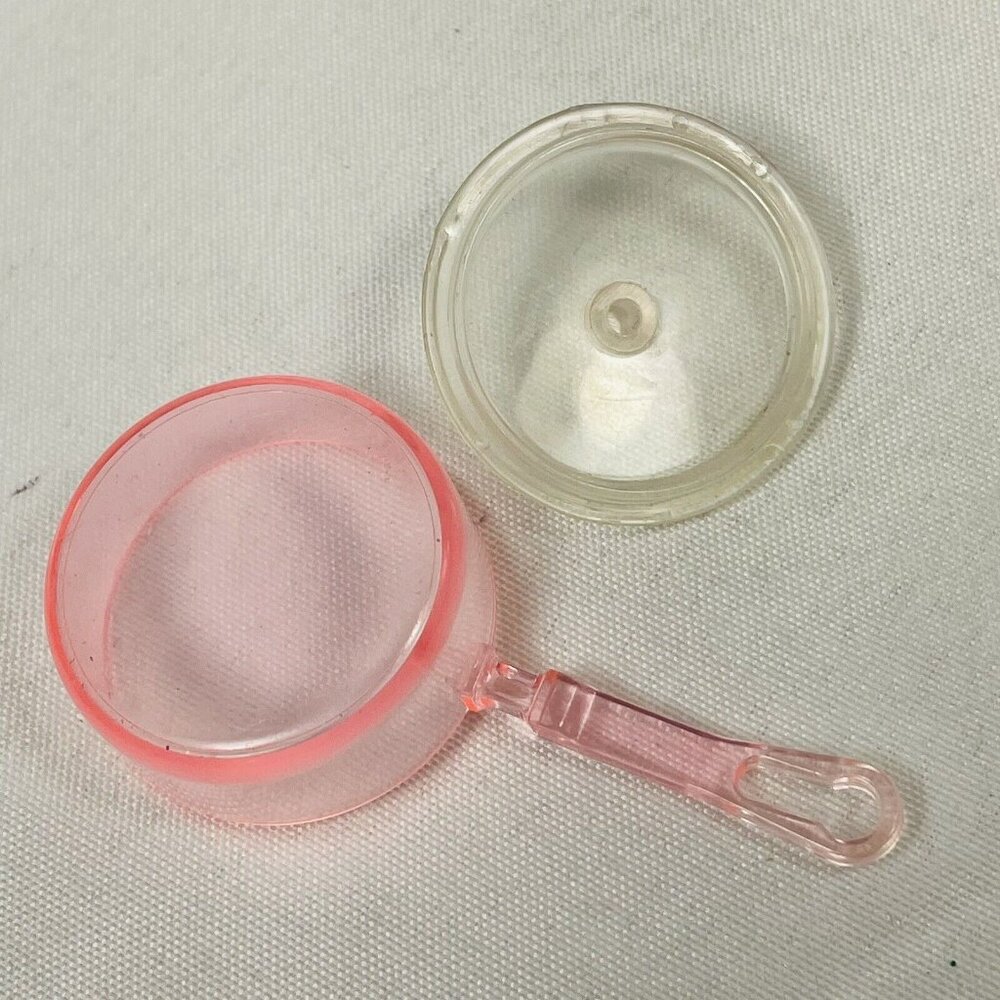 Mattel Barbie Pink Kitchen Matching Pot & Casserole Pan With Lids 4 Pc Vintage - Picture 11 of 13